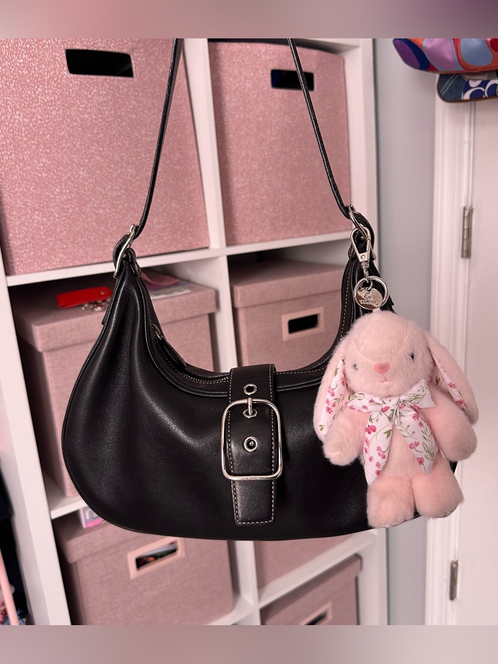 Y2k Vintage Black Leather Coach Shoulder Bag